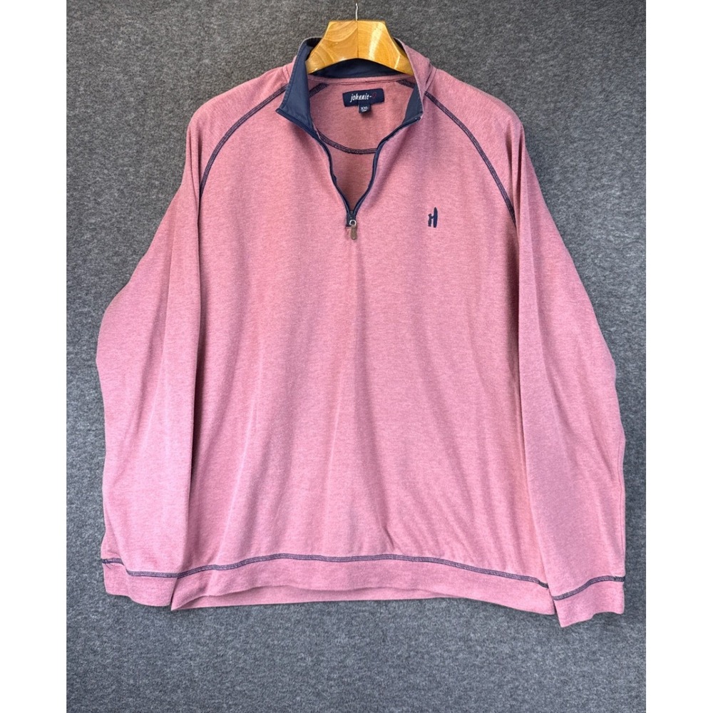 Johnnie-O Quarter Zip Pullover Mens XXL Lobster Pink Heathered Preppy JMKO1570